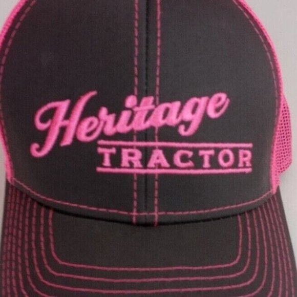 Heritage Tractor Embroidered Pink & Gray Mesh Back Adjustable Baseball Cap - Picture 2 of 7